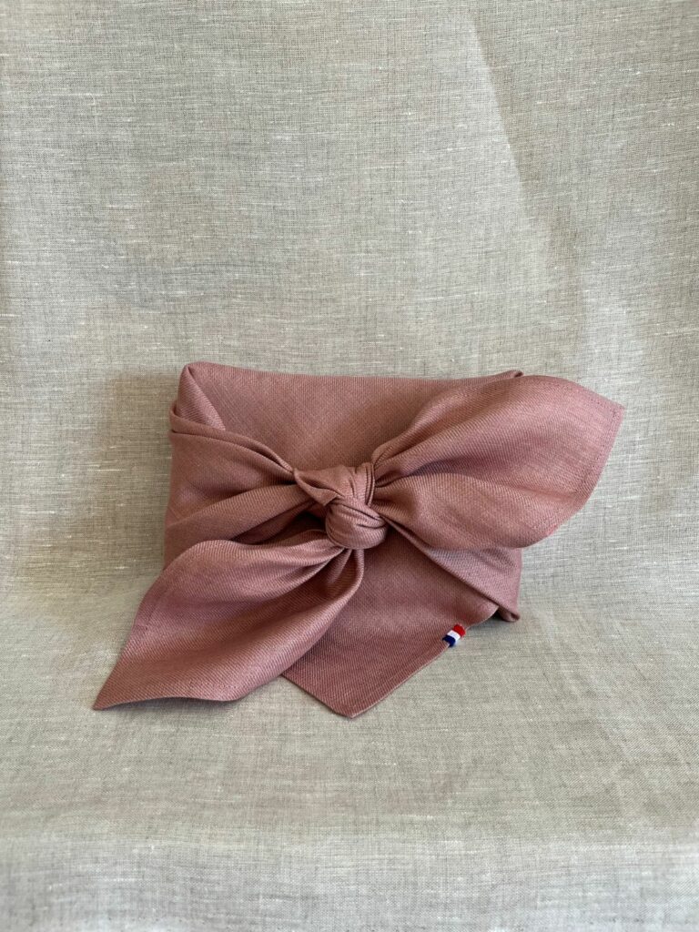 Furoshiki en lin vieux rose