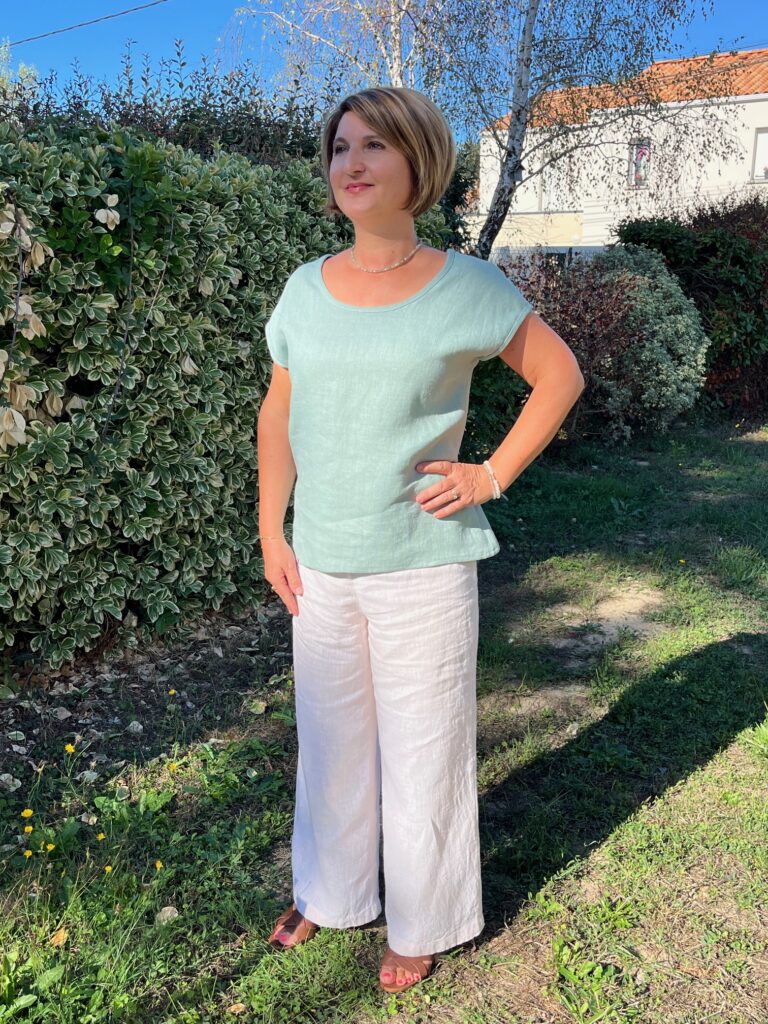 pantalon crème vu de face